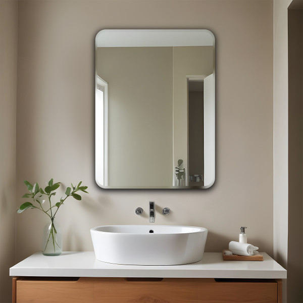 TR7553-Regular 60cmx45cm Curve Edge Wall Mounted Mirror - Rectangular Shape