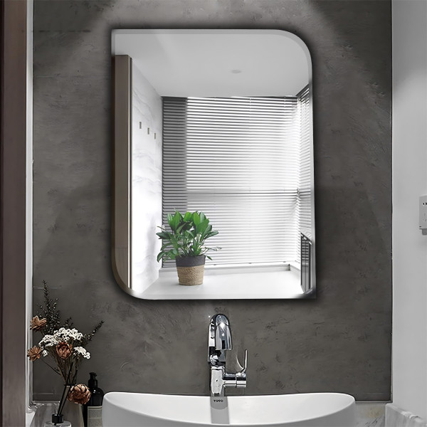 TR7557-Regular 60cmx45cm One Side Curve Edge Wall Mounted Frameless Mirror - Rectangle Shape