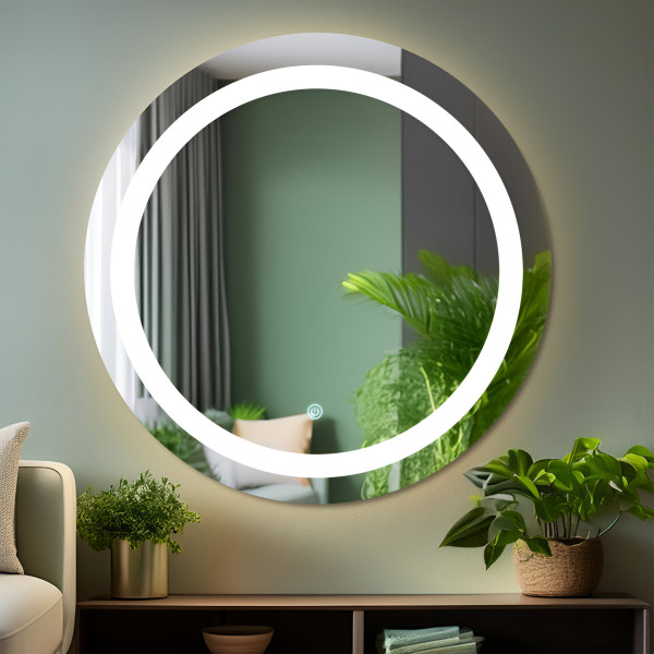 TR7551 60cmx60cm LED Mirror for Bathroom with 3Lights Color Tone and Touch Sensor - Round Shape