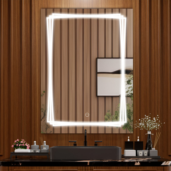 TR7552-3x Line 60cmx45cm LED Mirror for Bathroom with 3Lights Color Tone and Touch Sensor - Rectangle Shape