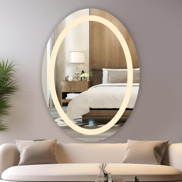 TR7554 60cmx45cm LED Mirror for Bathroom with 3Lights Color Tone and Touch Sensor - Oval Shape