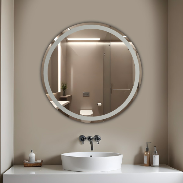 TR7551-Frosted 60cmx60cm Frameless Wall Mounted Mirror - Round Shape