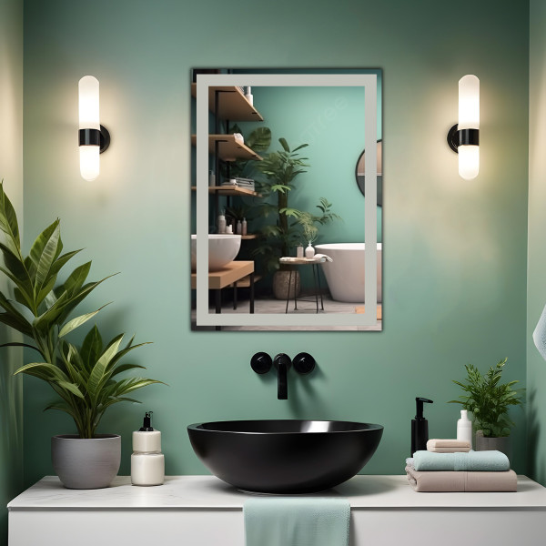 TR7552-Frosted 60cmx45cm Rectangular Wall Mounted Mirror - Rectangle Shape