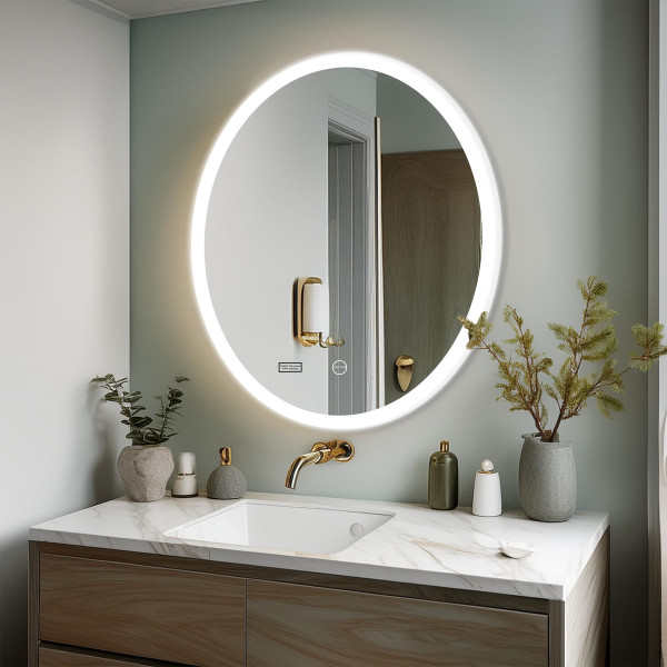 TR151 Acrylic Frame 3Light Dimmer Imported Led Mirror - 80cm x 80cm