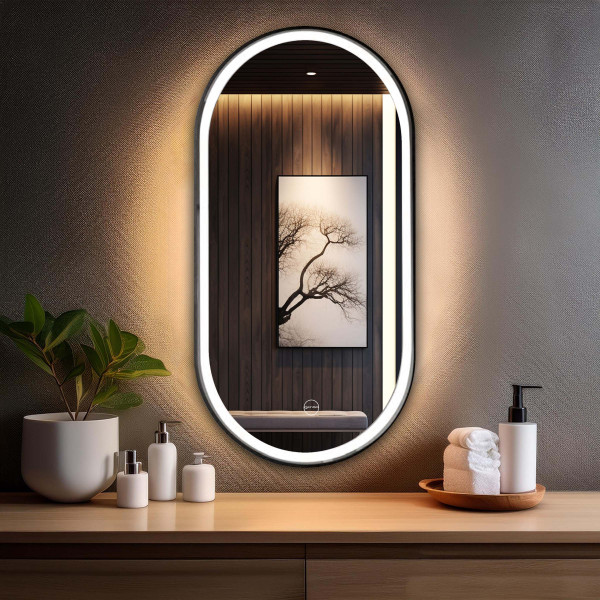 TR148 Black 3 Light With Dimmer With Aluminum Black Frame - 90cm x 45cm