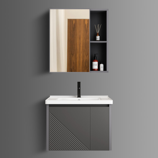 Germa Bathroom Vanity Cabinet & Washbasin With Mirror Cabinet TR3119 (Almos Grey) - TR3119-60cm (Almos Grey)