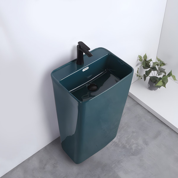 Germa Ceramic Pedestal Free Standing Wash Basin For Bathroom & Living Room - TR20202-GR (Binny Green)