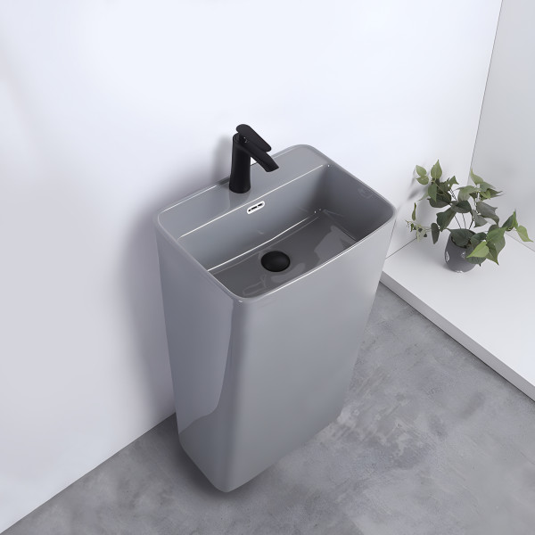 Germa Ceramic Pedestal Free Standing Wash Basin For Bathroom & Living Room - TR20202-DG (Binny Grey)