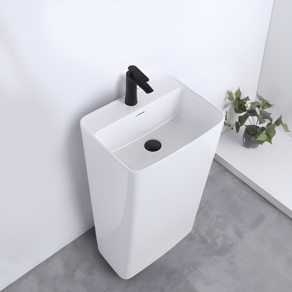 Germa Ceramic Pedestal Free Standing Wash Basin For Bathroom & Living Room - TR20202-W (Binny White)