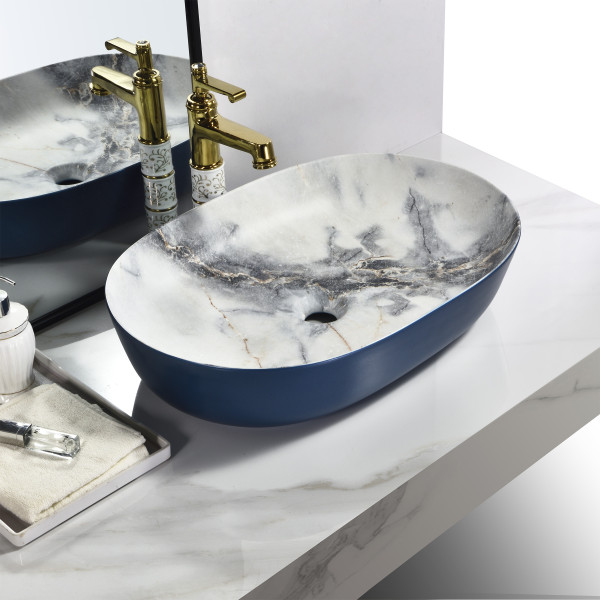 Bistro Duel Malsa Blue Matt - Designer Table Top Ceramic Washbasin