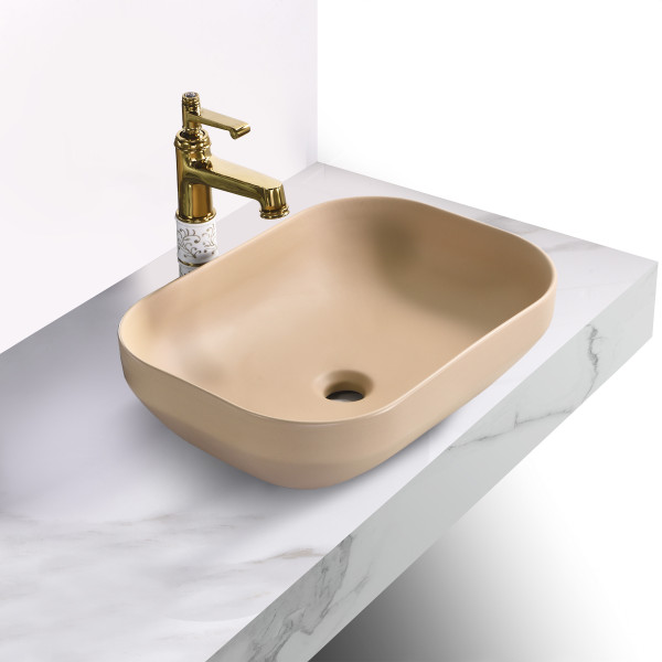 Germa Tabletop Ceramic Designer Washbasin For Bathroom - TR20027-DBM (Beige Matt)