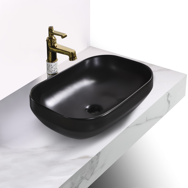 Germa Tabletop Ceramic Designer Washbasin For Bathroom - TR20027-BM (Black Matt)