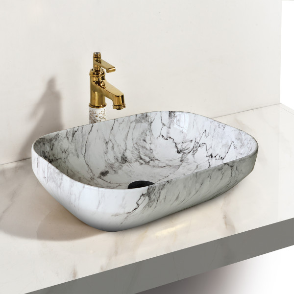 Camryla Satvario Marble - Tabletop Ceramic Designer Washbasin