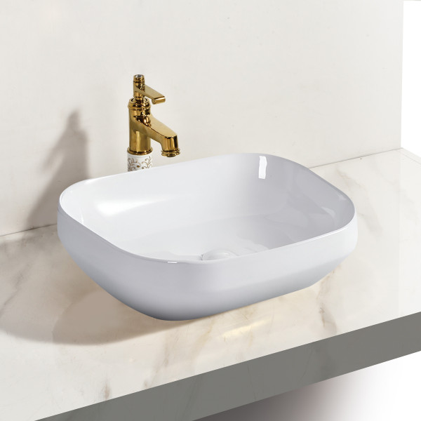 Germa Tabletop Ceramic Designer Washbasin For Bathroom - TR20027-W (White)