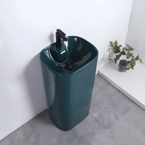 Germa Ceramic Pedestal Free Standing Wash Basin For Bathroom & Living Room - TR20201-GR (Alistar Green)