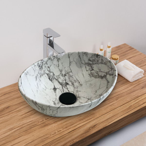 Little Master Satvario Marble Matt - Ceramic Countertop Designer Washbasin for Bathroom