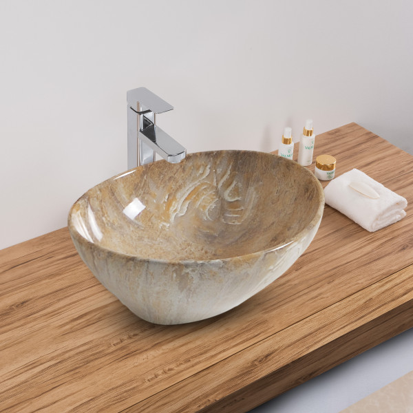 Little Master Tangerine Waves - Ceramic Countertop Designer Washbasin for Bathroom