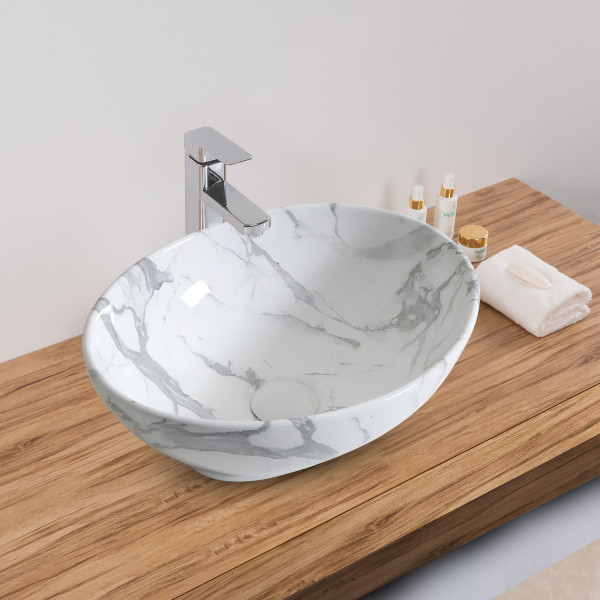 Little Master Waves White - Ceramic Countertop Designer Washbasin