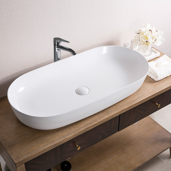 Longisle White - Ceramic Tabletop Designer Washbasin