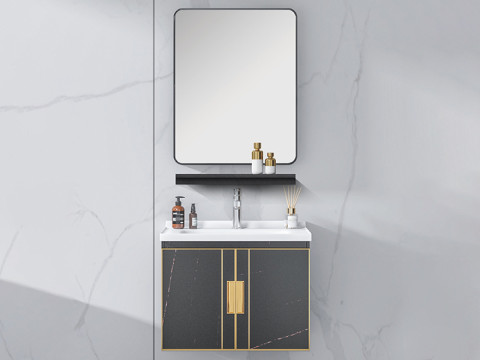 Germa Bathroom Vanity Cabinet & Washbasin With Mirror TR3331 (Black Marble) - TR3331 Black Marble