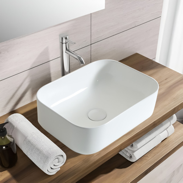 Spade Mini White - Glossy Ceramic Countertop Designer Washbasin