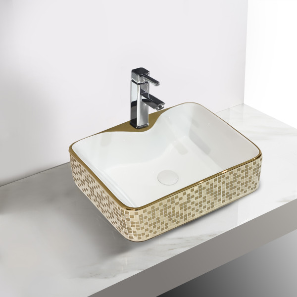 Retro Magnus Gold - Glossy Finish Table Top Ceramic Designer Washbasin