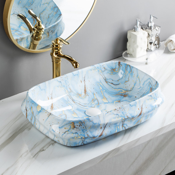 Riva Blue Waves - Glossy Finish Premium Ceramic Table Top Designer Washbasin