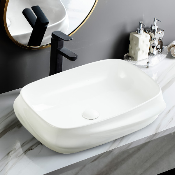 Riva White+Gold - Glossy Finish Premium Ceramic Table Top Designer Washbasin