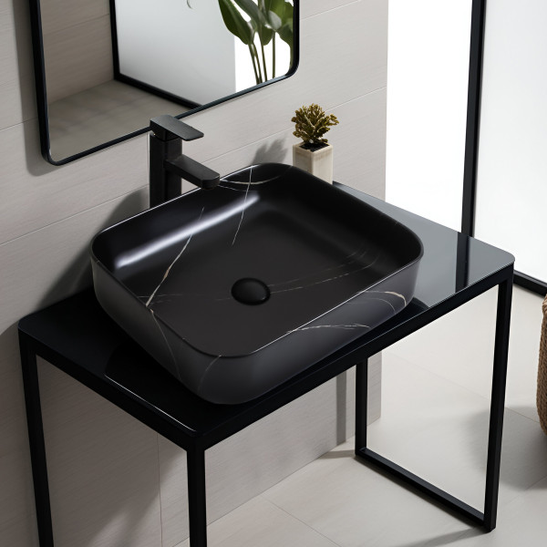 Spade Black Elanza Matt - Ceramic Countertop Designer Washbasin