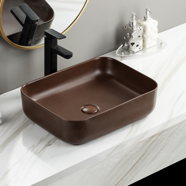 Spade Brown Matt - Ceramic Countertop Designer Washbasin