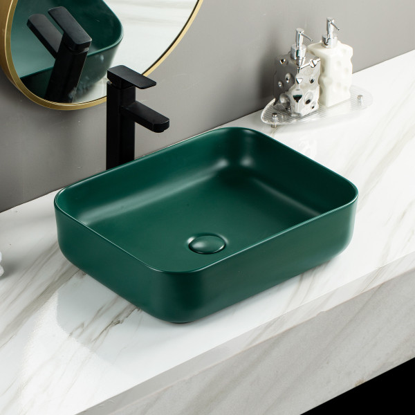 Spade Green Matt - Ceramic Countertop Designer Washbasin