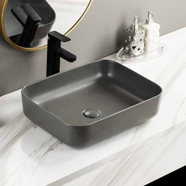 Spade Grey Matt - Ceramic Countertop Designer Washbasin