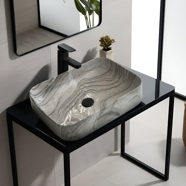 Spade Greyline Marble - Ceramic Countertop Designer Washbasin