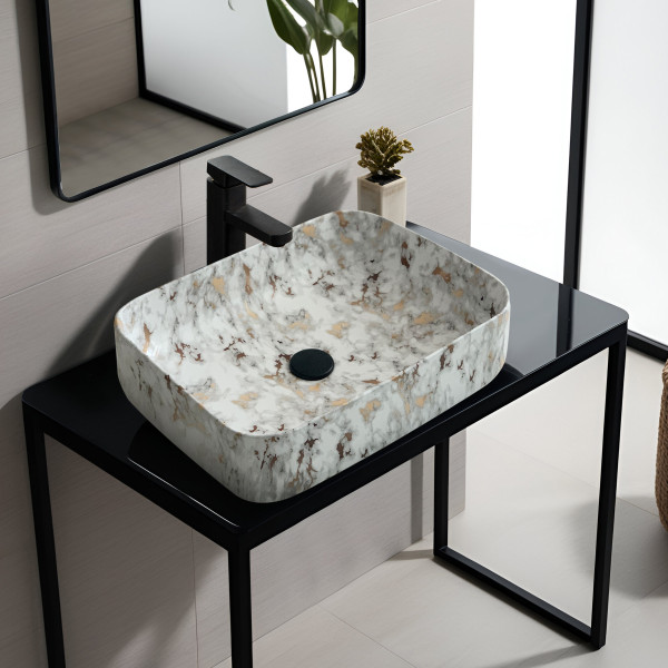 Spade Patchy Gold - Ceramic Countertop Designer Washbasin