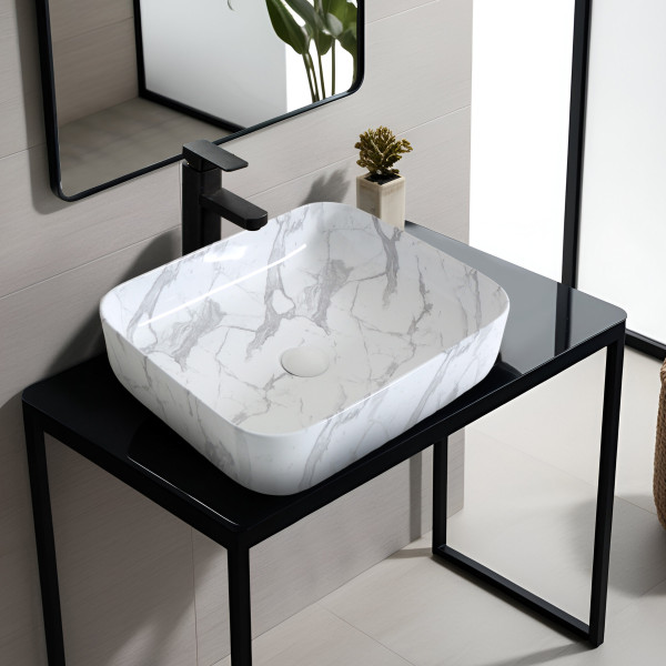 Spade White Blanca - Ceramic Countertop Designer Washbasin