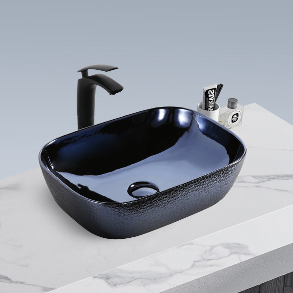 Germa Glossy Finish Ceramic Designer Washbasin For Bathroom and Living Room - TR20017-BB (Bliss Blue)