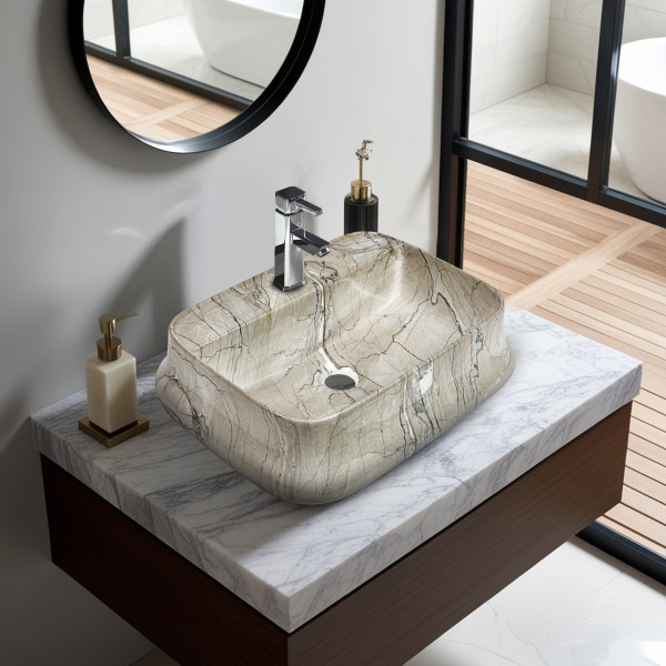 Stunner-TH Cameo Marble - Ceramic Tabletop Designer Washbasin