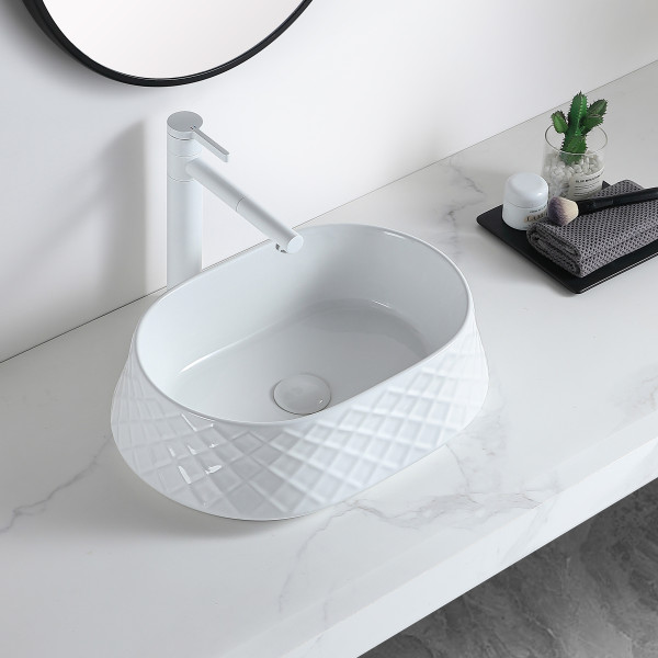 Germa Premium Table Top Ceramic Designer Wash Basin For Bathroom - TR20056-W (Xtreme White)