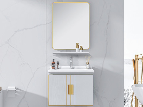 Germa Bathroom Vanity Cabinet & Washbasin With Mirror TR3332 (White Marble) - TR3332 White marble