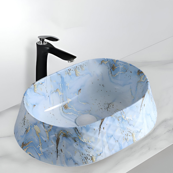 Germa Premium Table Top Ceramic Designer Wash Basin For Bathroom - TR20056-CB (Xtreme Cerion Blue)